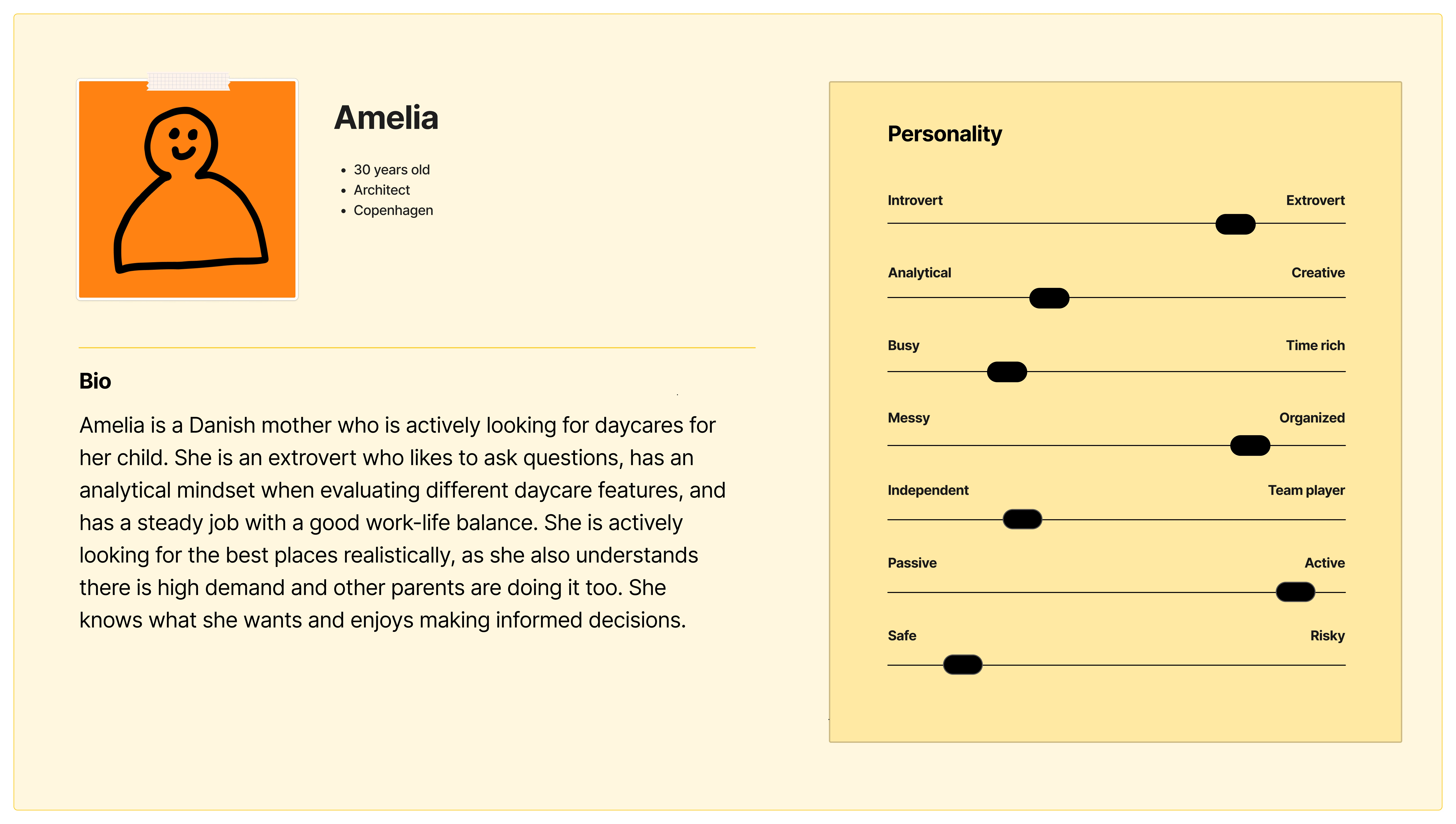 Persona created after interviewing parents.